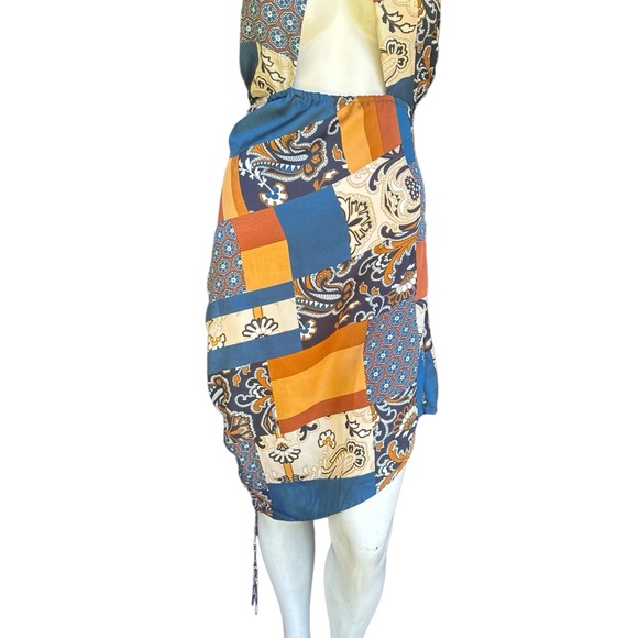 Princess Polly "Jenna" Bandana Patchwork Halter Cutout Satin Mini Dress Size 6 - Picture 5 of 14